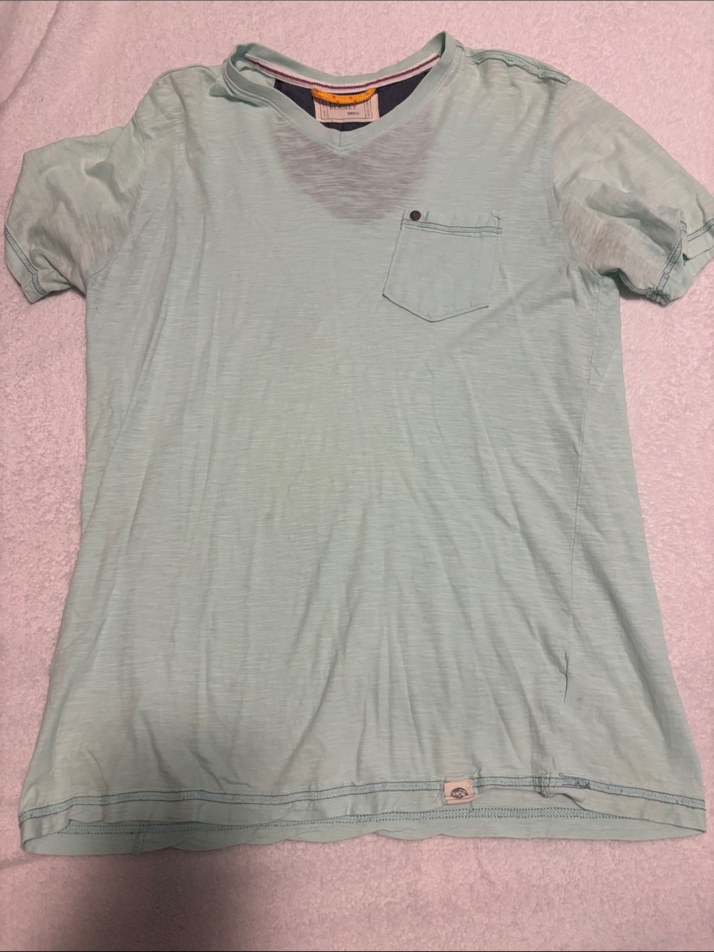 Men's Light Mint V-Neck Short Sleeve Pocket Tee